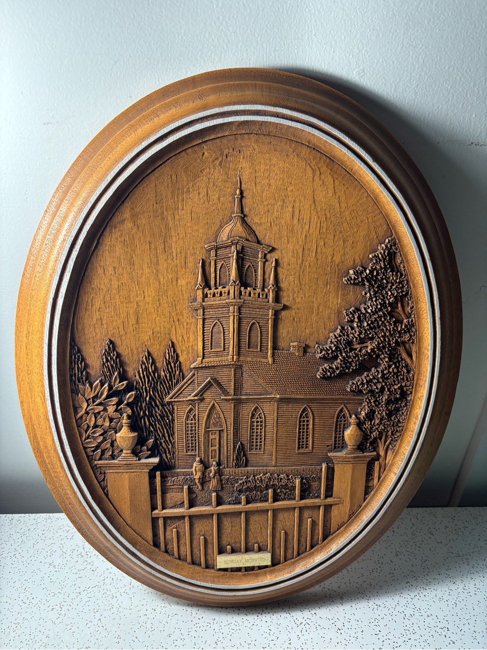 Large carving artwork by Ontario artist Kim Murray “Sunday Morning”